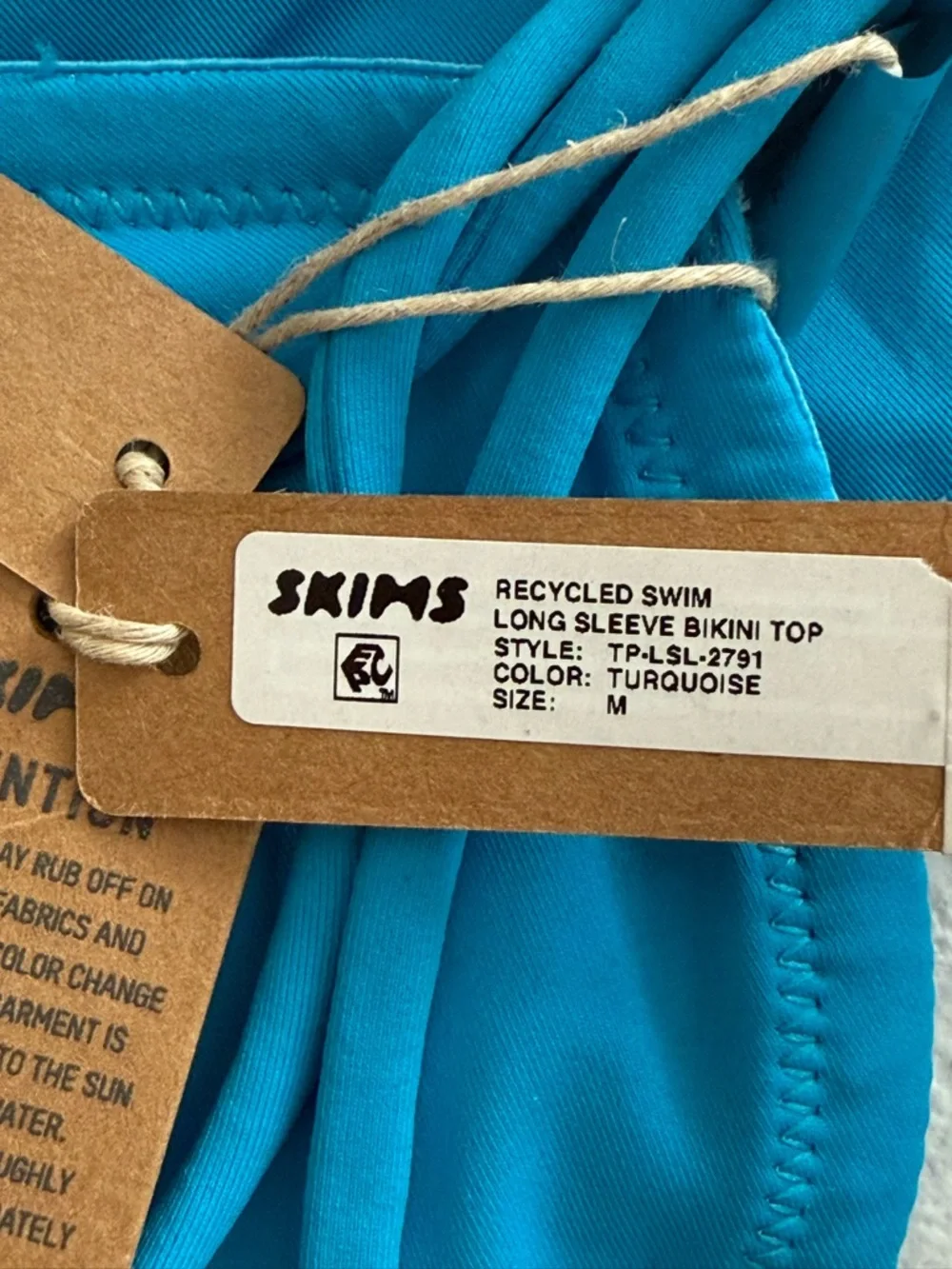 SKIMS NWT Blue Recycled Bikini Top Size M Swimwear summer beach